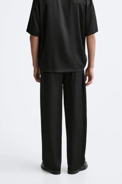 ZARA Calças^CALÇAS ACETINADAS Preto