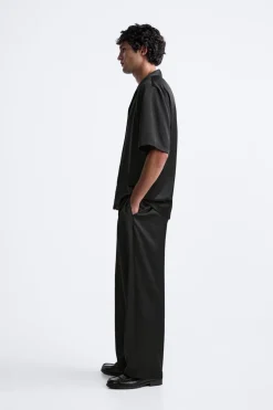 ZARA Calças^CALÇAS ACETINADAS Preto