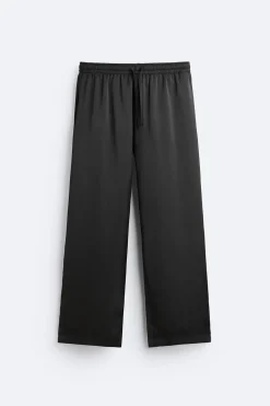 ZARA Calças^CALÇAS ACETINADAS Preto
