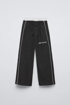 CALÇAS AOS QUADRADOS DE CINTURA DUPLA-ZARA Clearance