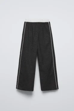 CALÇAS AOS QUADRADOS DE CINTURA DUPLA-ZARA Clearance