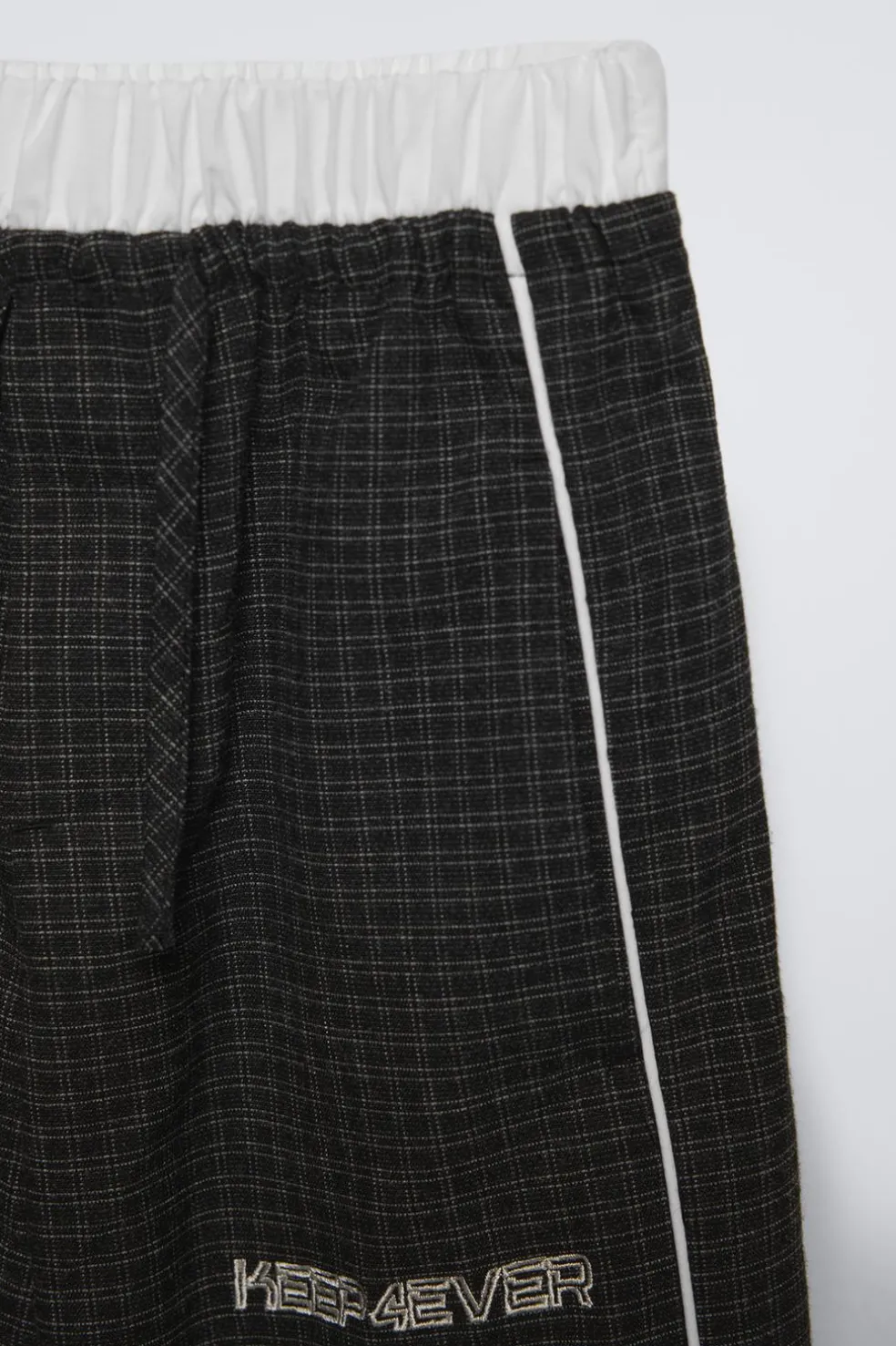 CALÇAS AOS QUADRADOS DE CINTURA DUPLA-ZARA Clearance