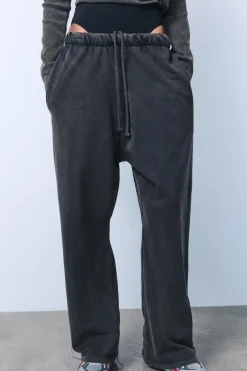 ZARA Calças|Sweatshirts / Joggers^CALÇAS BAGGY COM EFEITO DE LAVAGEM Cinzento-antracito