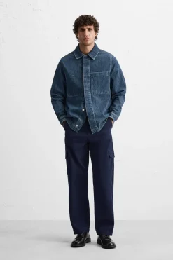 ZARA Calças|Cargo^CALÇAS CARGO SLIM FIT Azul