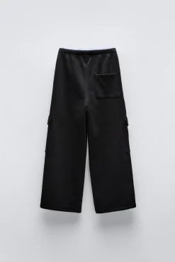 CALÇAS DE FELPA CARGO COM CINTURA-ZARA Fashion