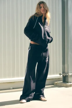 ZARA Calças|Sweatshirts / Joggers^CALÇAS DE FELPA COM MENSAGEM E FAIXA LATERAL Azul-marinho