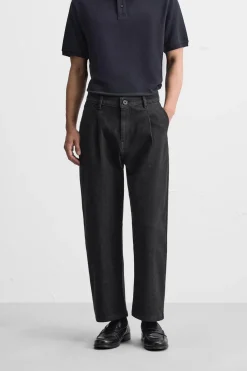 ZARA Calças De Ganga^CALÇAS DE GANGA COM PREGAS Preto