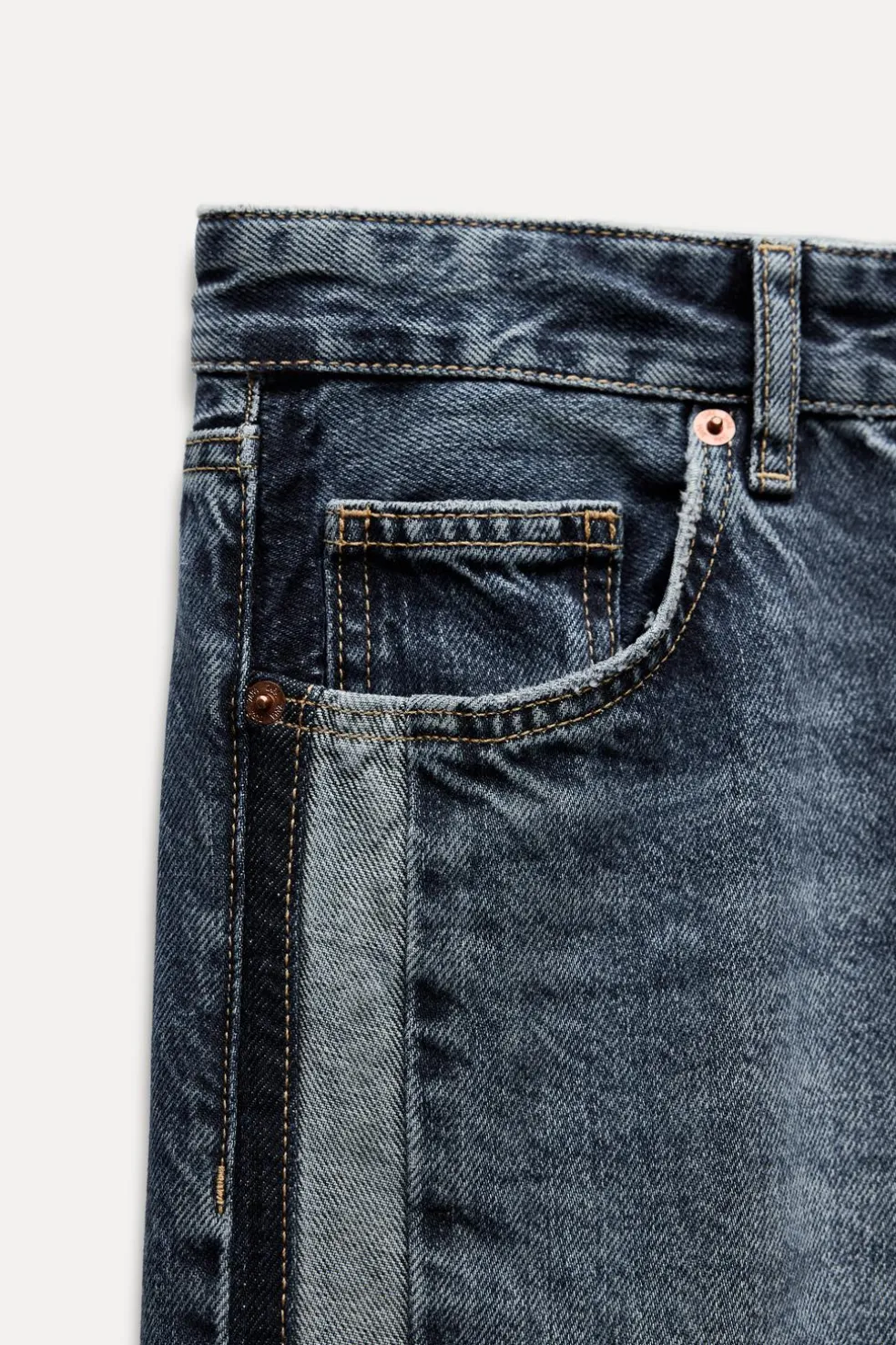 ZARA Jeans^CALÇAS DE GANGA TRF WIDE LEG CINTURA MÉDIA Azul