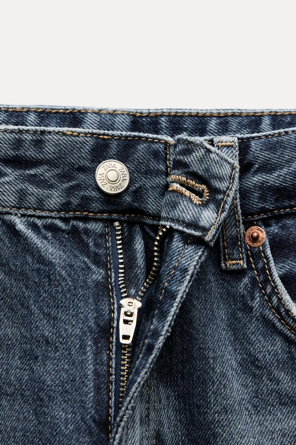 ZARA Jeans^CALÇAS DE GANGA TRF WIDE LEG CINTURA MÉDIA Azul