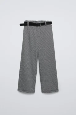 CALÇAS DE JACQUARD COM CINTO-ZARA Flash Sale