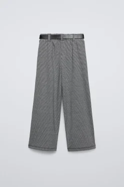 CALÇAS DE JACQUARD COM CINTO-ZARA Flash Sale