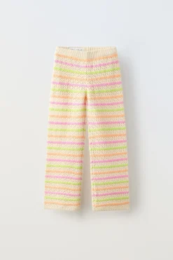 CALÇAS DE MALHA CROCHET ÀS RISCAS-ZARA Flash Sale