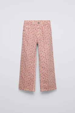 CALÇAS DE PERNA LARGA COM FLORAL-ZARA Hot