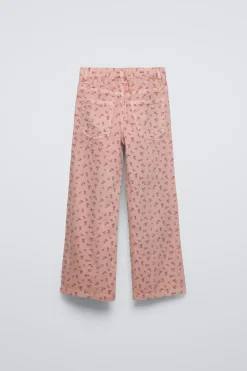 CALÇAS DE PERNA LARGA COM FLORAL-ZARA Hot