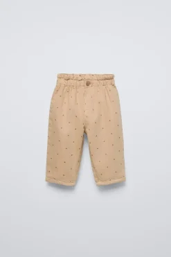 CALÇAS DE SARJA ÀS BOLINHAS-ZARA Cheap