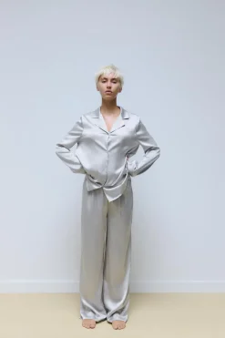 ZARA Calças|Lingerie^CALÇAS EM MISTURA DE SEDA Cinzento