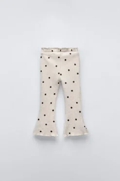 CALÇAS FLARE RIB BOLINHAS SOFT TOUCH-ZARA Fashion