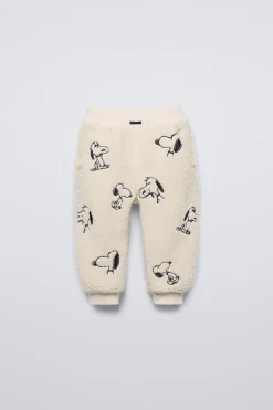 CALÇAS JOGGER EFEITO DE PELO ENCARACOLADO SNOOPY PEANUTS™-ZARA Fashion