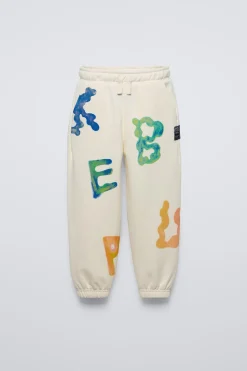 CALÇAS JOGGER ESTAMPADAS COM LETRAS-ZARA Online
