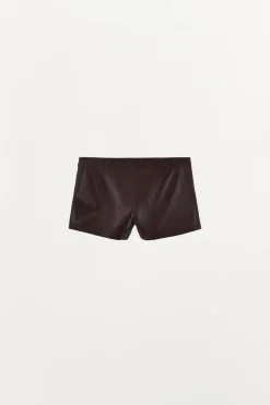 ZARA Calças|Saias / Calções^CALÇÕES 100% PELE Vinho