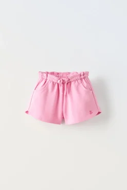 CALÇÕES BERMUDA BORDADO DE FLOR-ZARA Online