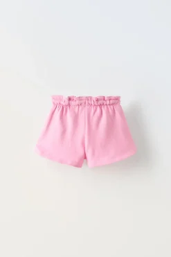 CALÇÕES BERMUDA BORDADO DE FLOR-ZARA Online