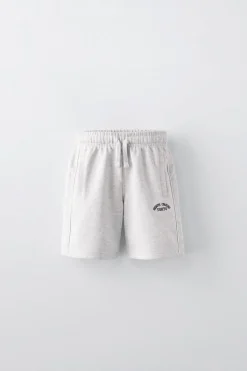 CALÇÕES BERMUDA DE FELPA BORDADO-ZARA Outlet