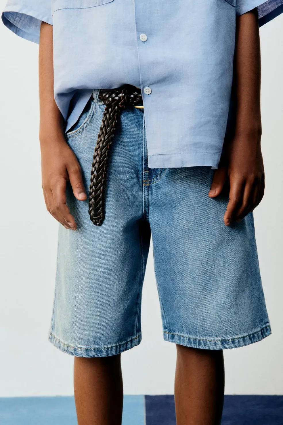 CALÇÕES BERMUDA DENIM BAGGY FIT-ZARA Best