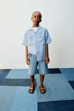 CALÇÕES BERMUDA DENIM BAGGY FIT-ZARA Best