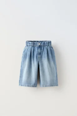 CALÇÕES BERMUDA DENIM FLUIDOS ELÁSTICOS-ZARA Clearance