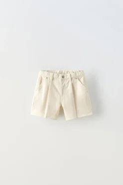 CALÇÕES BERMUDA EM DENIM COM PINÇAS-ZARA Cheap