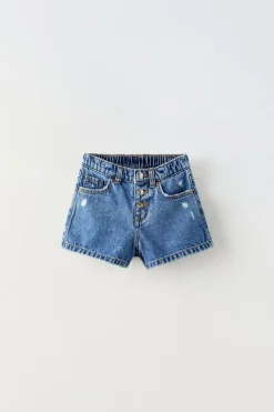 CALÇÕES BERMUDA EM DENIM COM RASGÕES-ZARA Online