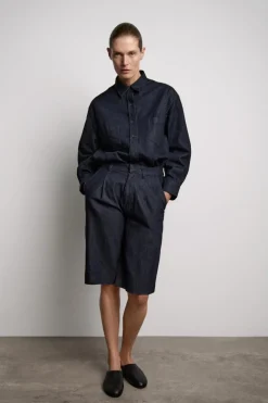 ZARA Saias / Calções^CALÇÕES BERMUDA EM DENIM COM PINÇAS ZW COLLECTION Azul