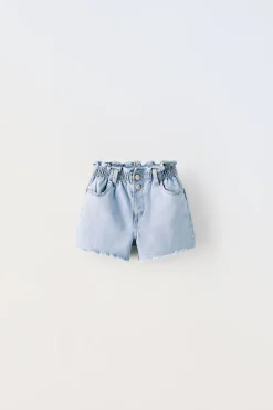 CALÇÕES BERMUDA EM DENIM PAPERBAG-ZARA Clearance