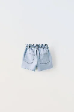 CALÇÕES BERMUDA EM DENIM PAPERBAG-ZARA Clearance