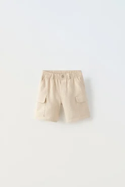 CALÇÕES BERMUDA EM EFEITO DE WAFFLE CARGO-ZARA Store