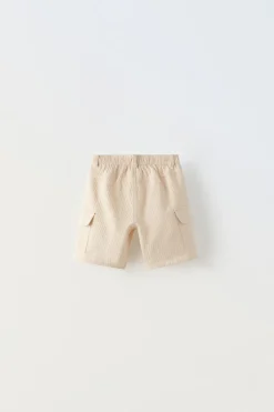 CALÇÕES BERMUDA EM EFEITO DE WAFFLE CARGO-ZARA Store