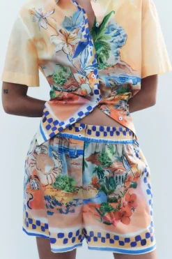 ZARA Saias / Calções^CALÇÕES BERMUDA ESTAMPADOS ZW COLLECTION Multicolor