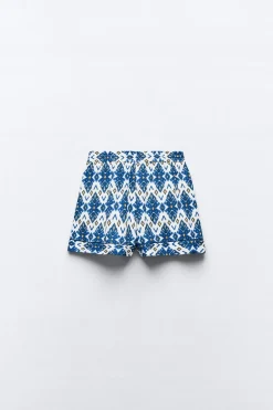 ZARA Saias / Calções^CALÇÕES BERMUDA ESTAMPADOS DEBRUADOS Azul / Branco