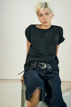 ZARA Saias / Calções^CALÇÕES BERMUDA JORTS DENIM TRF BAGGY CINTURA MÉDIA Azul-marinho
