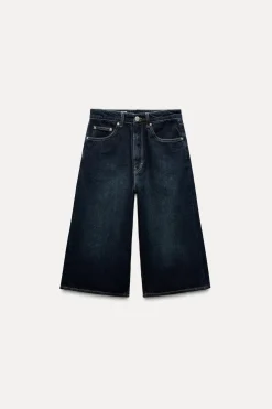 ZARA Saias / Calções^CALÇÕES BERMUDA JORTS DENIM TRF BAGGY CINTURA MÉDIA Azul-marinho