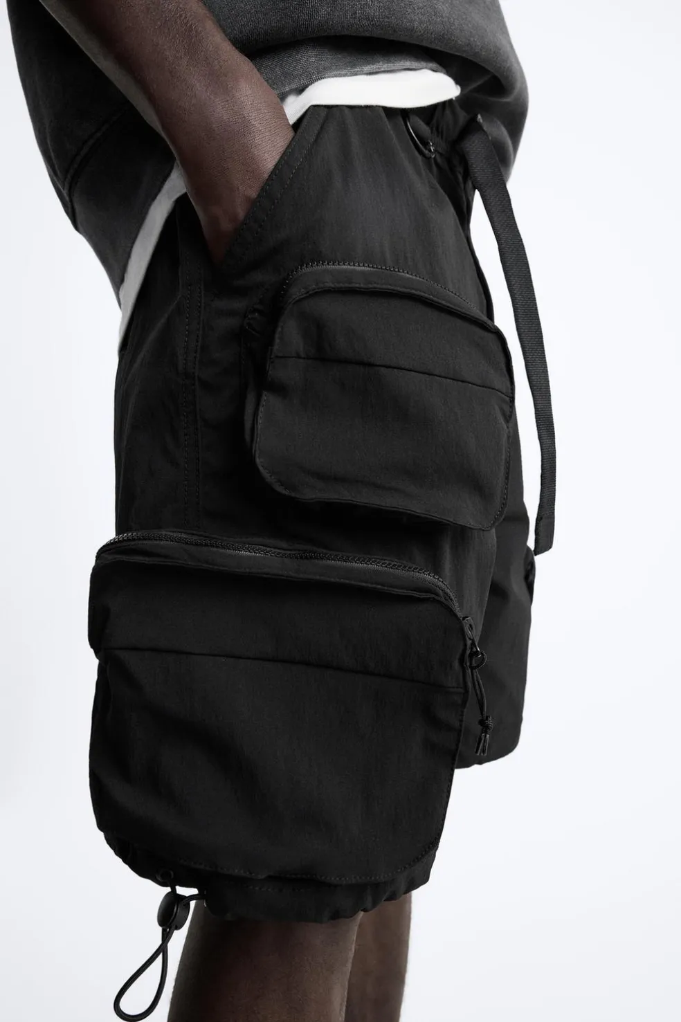 ZARA Cargo^CALÇÕES BERMUDA TÉCNICOS CARGO Preto