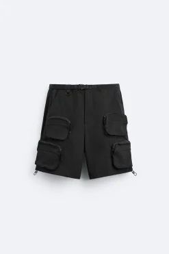 ZARA Cargo^CALÇÕES BERMUDA TÉCNICOS CARGO Preto
