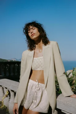 ZARA Saias / Calções|Lingerie^CALÇÕES BORDADOS COM LINHO Branco-marfim