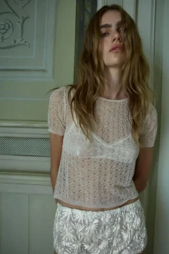 ZARA Saias / Calções|Lingerie^CALÇÕES BORDADOS COM MISSANGAS Branco-marfim