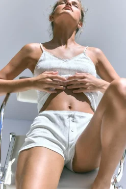 ZARA Saias / Calções|Lingerie^CALÇÕES COM RENDILHADO Branco