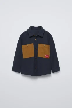 CAMISA COM BOLSOS DE BOMBAZINA FINA-ZARA Outlet