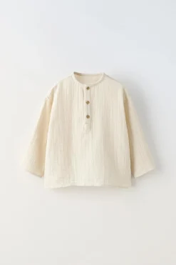 CAMISA COM DECOTE DE BOTÕES EM CREPE-ZARA Shop