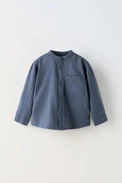 CAMISA COM GOLA DE TIRA E BOLSO-ZARA Cheap