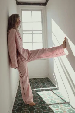 ZARA Camisas / Blusas|Lingerie^CAMISA CRUZADA RISCAS Rosa-lavado